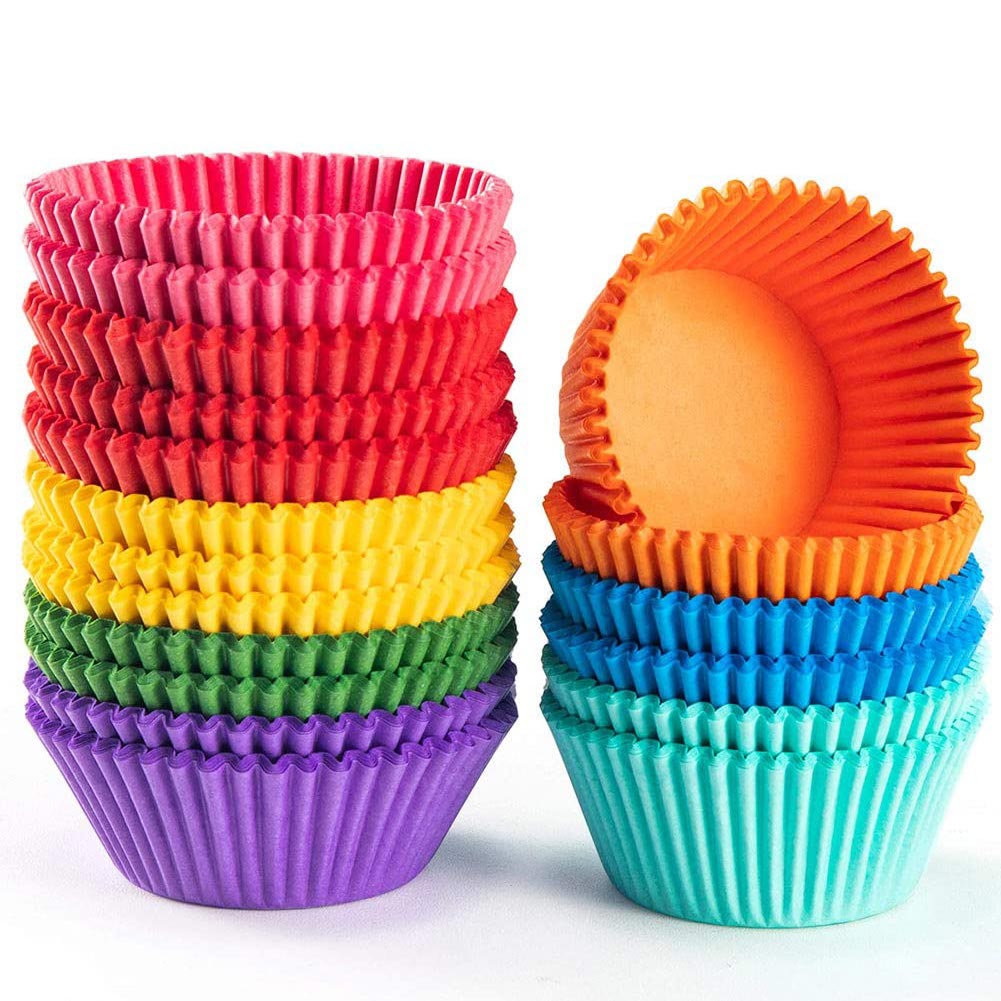 Gifbera Rainbow Bright Standard Cupcake Liners / Baking Cups, 400-Count