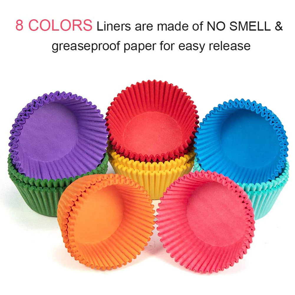 Gifbera Rainbow Bright Standard Cupcake Liners / Baking Cups, 400-Count