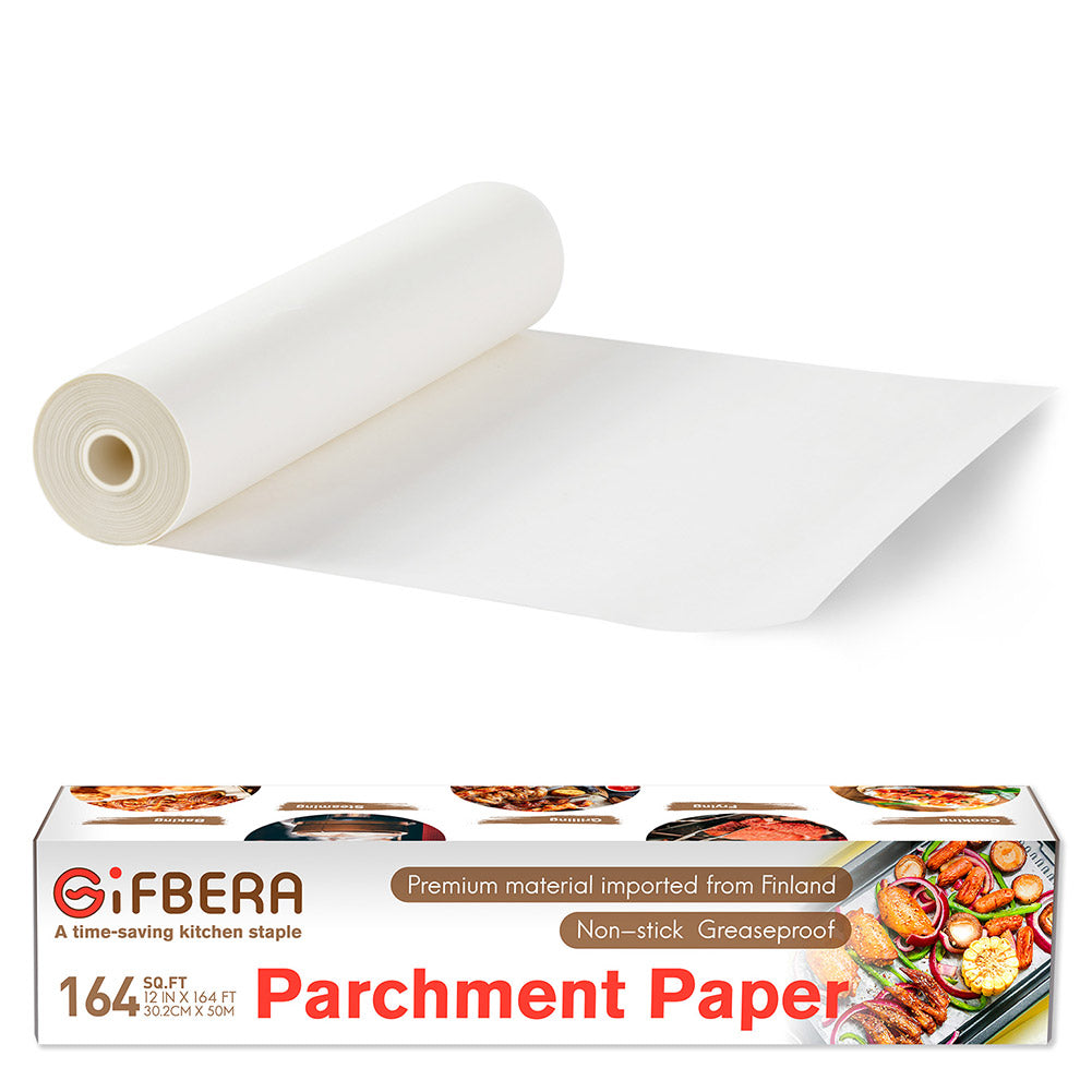 GIFBERA Unbleached Parchment Paper Roll 12'' x 164 Feet - 164 Sq