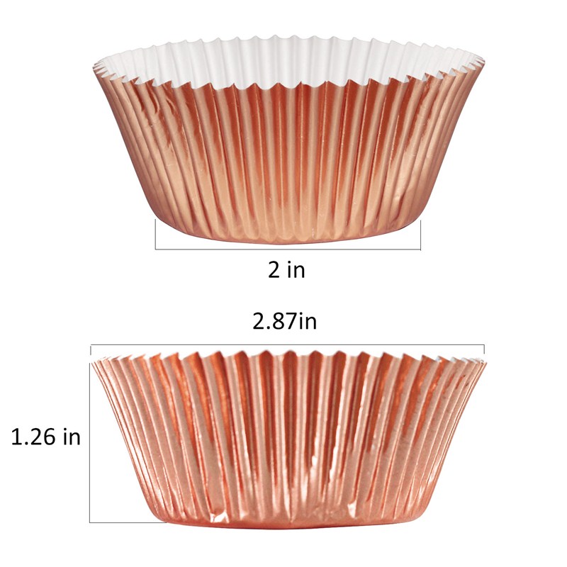 Gifbera Standard Rose Gold Foil Cupcake Liners 200-Count for Muffins