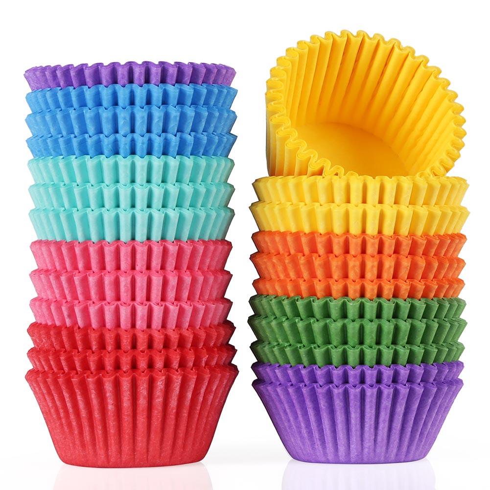 Gifbera Rainbow Bright Mini Cupcake Liners / Baking Cups, 400-Count