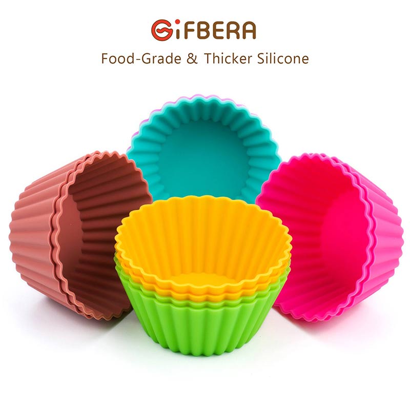 Jumbo Reusable Silicone Cupcake Baking Cups / Muffin Molds, Pack of 12 –  Gifbera