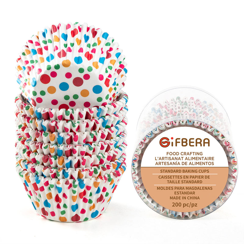 Rainbow Polka Dots Standard Cupcake Liners, 200-Count