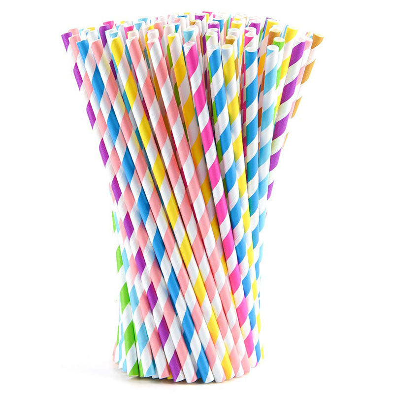  colorful striped paper straws by Gifbera