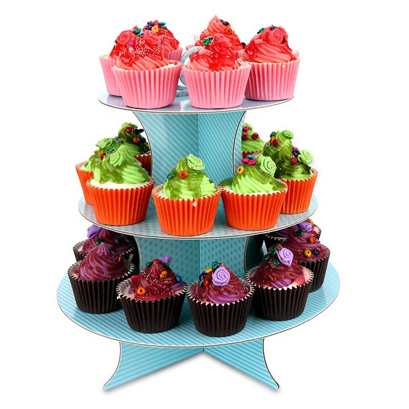 3 Tiers Cardboard Cupcake Stand Birthday Party Dessert Display Tower