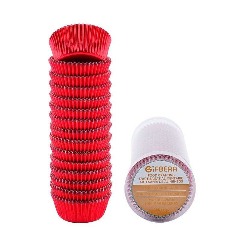 Mini Baking Cups / Red Foil Mini Cupcake Liners, 300-Count