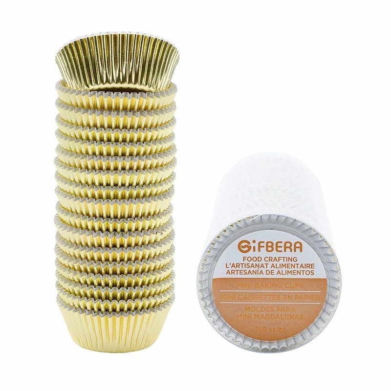Mini Gold Foil Cupcake Liners / Baking Cups, 300-Count