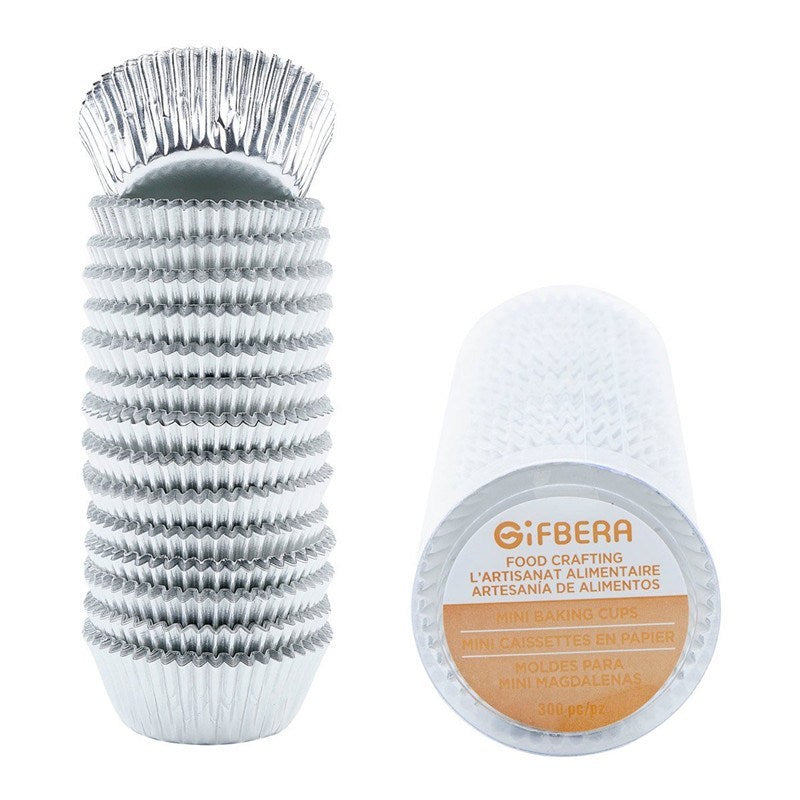 Mini Baking Cups / Silver Foil Mini Cupcake Liners, 300-Count