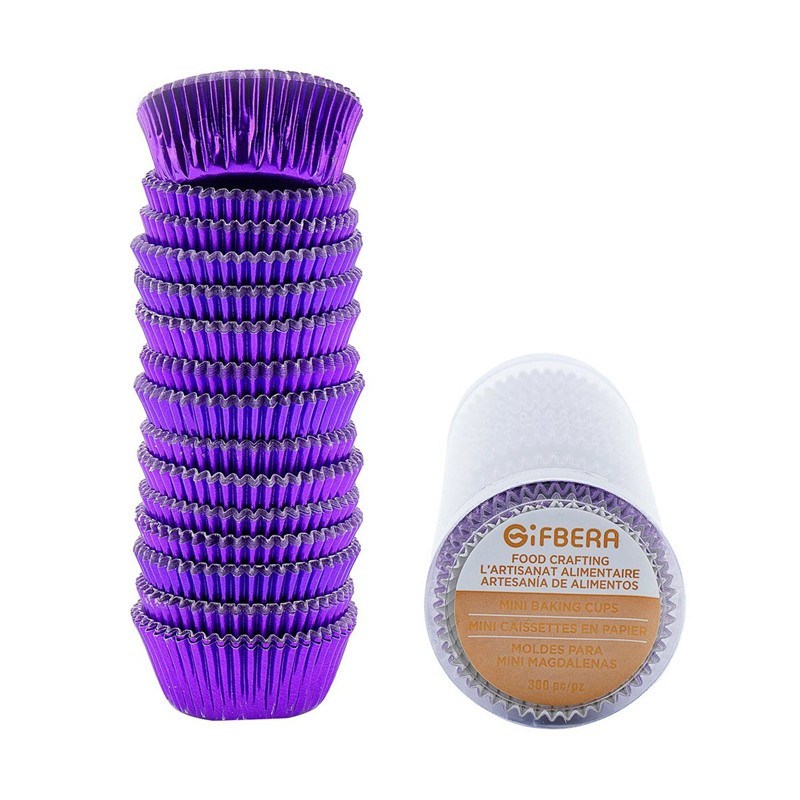 Mini Baking Cups / Purple Foil Mini Cupcake Liners, 300-Count