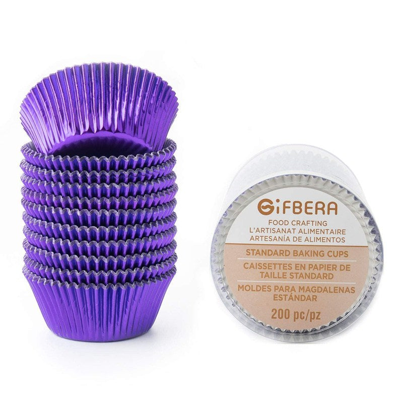 Gifbera Standard Purple Foil Cupcake Liners / Muffin Cases 200-Count