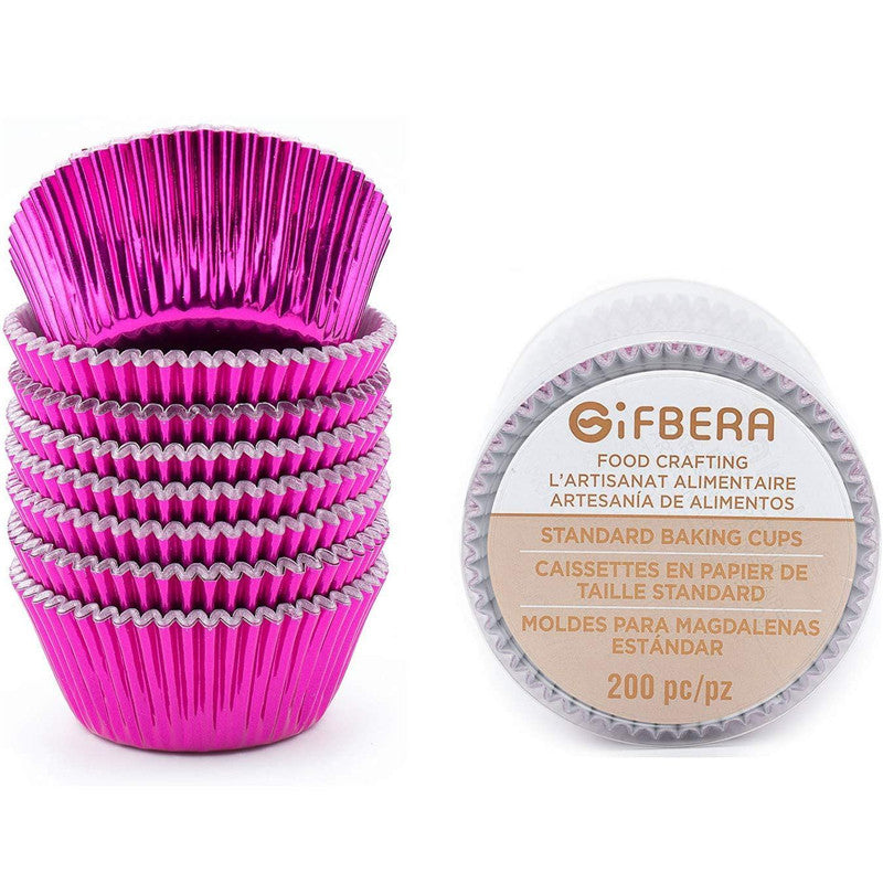 Standard Hot Pink Foil Cupcake Liners 200 Count Gifbera