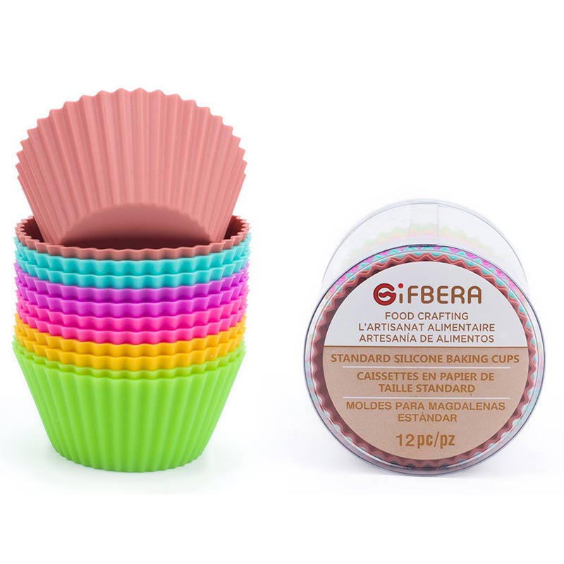 Standard Reusable Silicone Cupcake Baking Cups / Muffin Molds, 12-Count