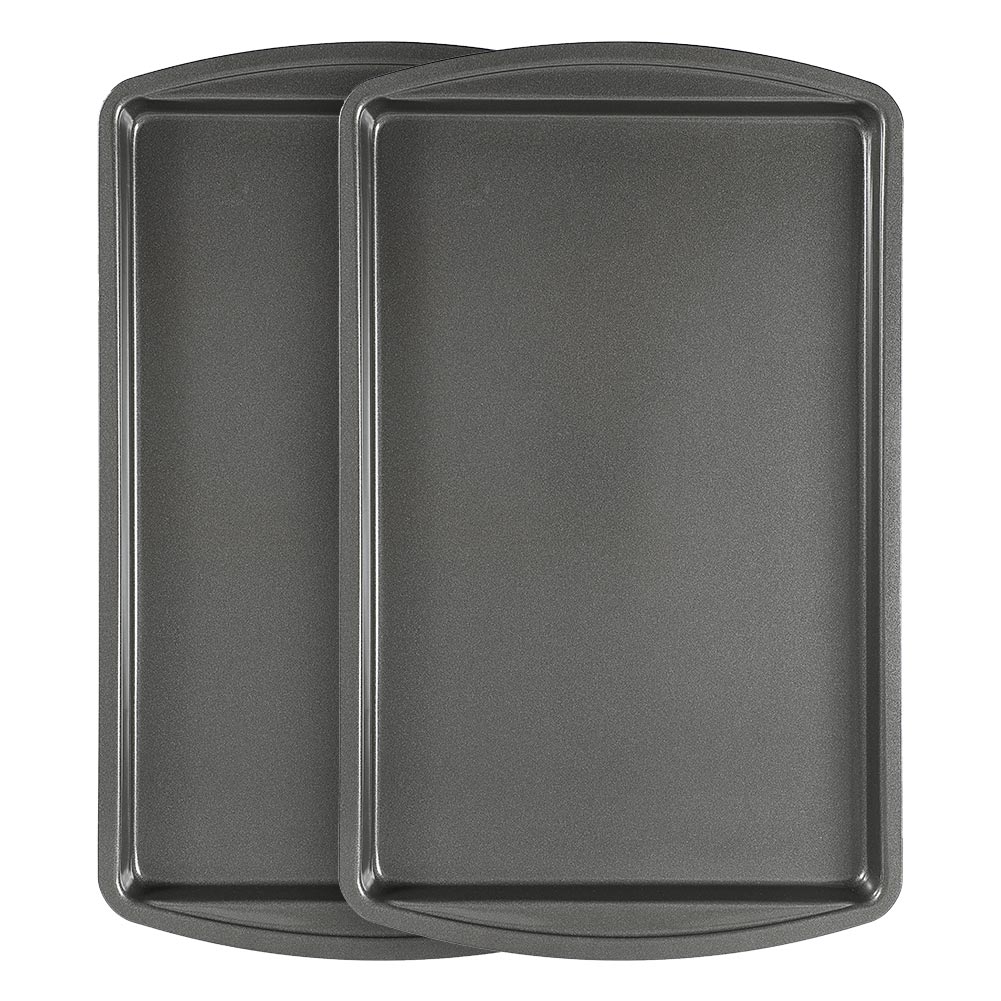 Nonstick Half Cookie Sheet Pan Set of 2, Double Coating Surface, Gray