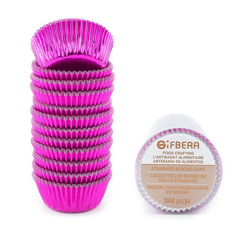 Mini Baking Cups / Hot Pink Foil Mini Cupcake Liners, 300-Count