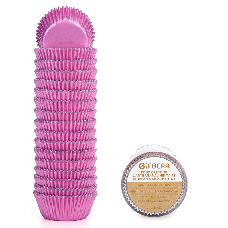 Mini Baking Cups / Pink Foil Mini Cupcake Liners, 300-Count